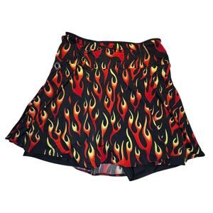 Sparkle Skirt Running Skort Old School Flames Print Women's Large Golf Tennis